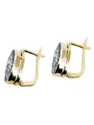 8K žluté zlato 333 Zircon náušnice vec001x Russian Soviet USSR Vintage Jewlery Art Deco style