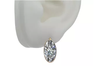 8K κίτρινο χρυσό 333 Zircon Σκουλαρίκια vec001x Russian Soviet USSR Vintage Jewlery Art Deco style