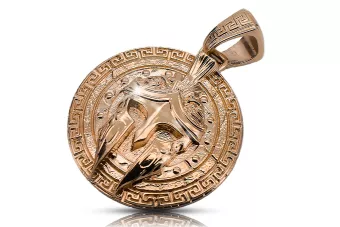 14k роза червено злато Спартан медальон съвременни Alfa Affirmasts CPN028R