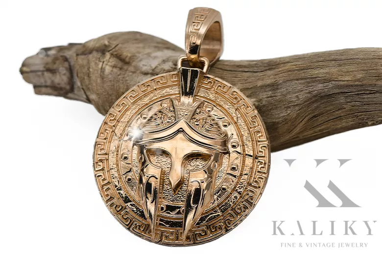14k Rose Red Gold Spartan přívěsek Moderní ALFA Affirmace CPN028R