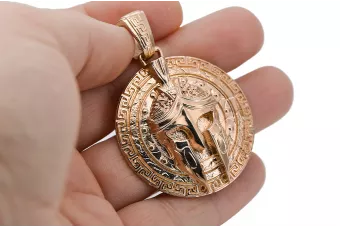 14k Rose Red Gold Spartan Colgante Moderno Alfa Afirmaciones CPN028R