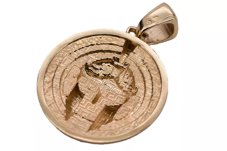 14k Rose Red Gold Spartan přívěsek Moderní ALFA Affirmace CPN028R