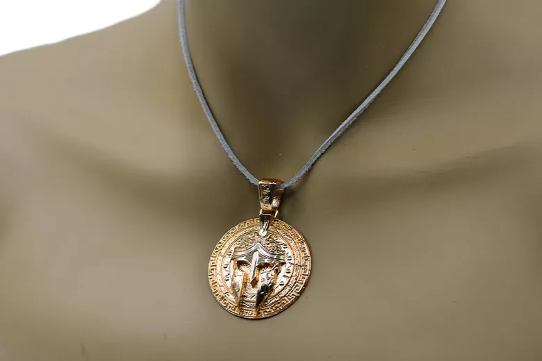 14k Rose Red Gold Spartan Colgante Moderno Alfa Afirmaciones CPN028R