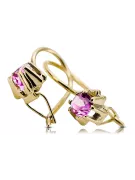 Geltona 14k Gold 14k (585) ametisst auskarai VEC053Y Rusijos sovietinis SSRS Vintage Jewlery Art Deco stilius
