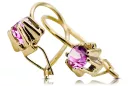 Geltona 14k Gold 14k (585) ametisst auskarai VEC053Y Rusijos sovietinis SSRS Vintage Jewlery Art Deco stilius