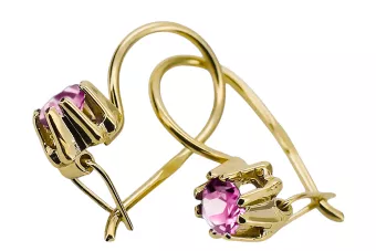 Kolczyki z 14k żółte złoto 14K (585) z Ametystem vec053y Sowiecki styl Klasyczny Vintage Art Deco