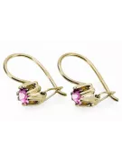 Yellow 14k gold 14K (585) Amethyst earrings vec053y Russian Soviet USSR Vintage Jewlery Art Deco style