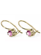 Gelb 14 Karat Gold 14k (585) Amethyst-Ohrringe Vec053Y Russischer Sowjet-UdSSR-Weinlese-Jewlery Art Deco-Stil