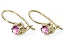 Žlutá 14k Gold 14k (585) Amethyst náušnice VEC053Y Ruský sovětský SSSR Vintage Jewlery art deco styl