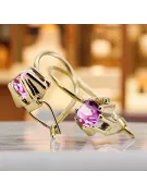 Gelb 14 Karat Gold 14k (585) Amethyst-Ohrringe Vec053Y Russischer Sowjet-UdSSR-Weinlese-Jewlery Art Deco-Stil
