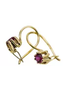 14k žlté zlato 14K (585) Ruby náušnice vec053y Russian Soviet USSR Vintage Jewlery Art Deco style