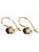 14k žlté zlato 14K (585) Ruby náušnice vec053y Russian Soviet USSR Vintage Jewlery Art Deco style