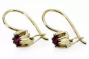 14 Karat Gelbgold 14K (585) Ruby ohrringe vec053y Russisch Sowjetisch UdSSR Vintage Schmuck Art Deco style