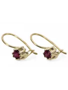 14K жълто злато 14K (585) Ruby Обеци vec053y Руски Съветски СССР Винтидж крафт Ар-деко style