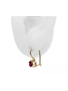 Or jaune 14 carats 14K (585) Ruby des boucles d'oreilles vec053y Russe Soviétique URSS Bijoux vintage Art Deco style