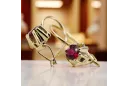 Aur galben 14K 14K (585) Ruby cercei vec053y Rusesc Sovietic URSS Stil Vintage Art Deco style