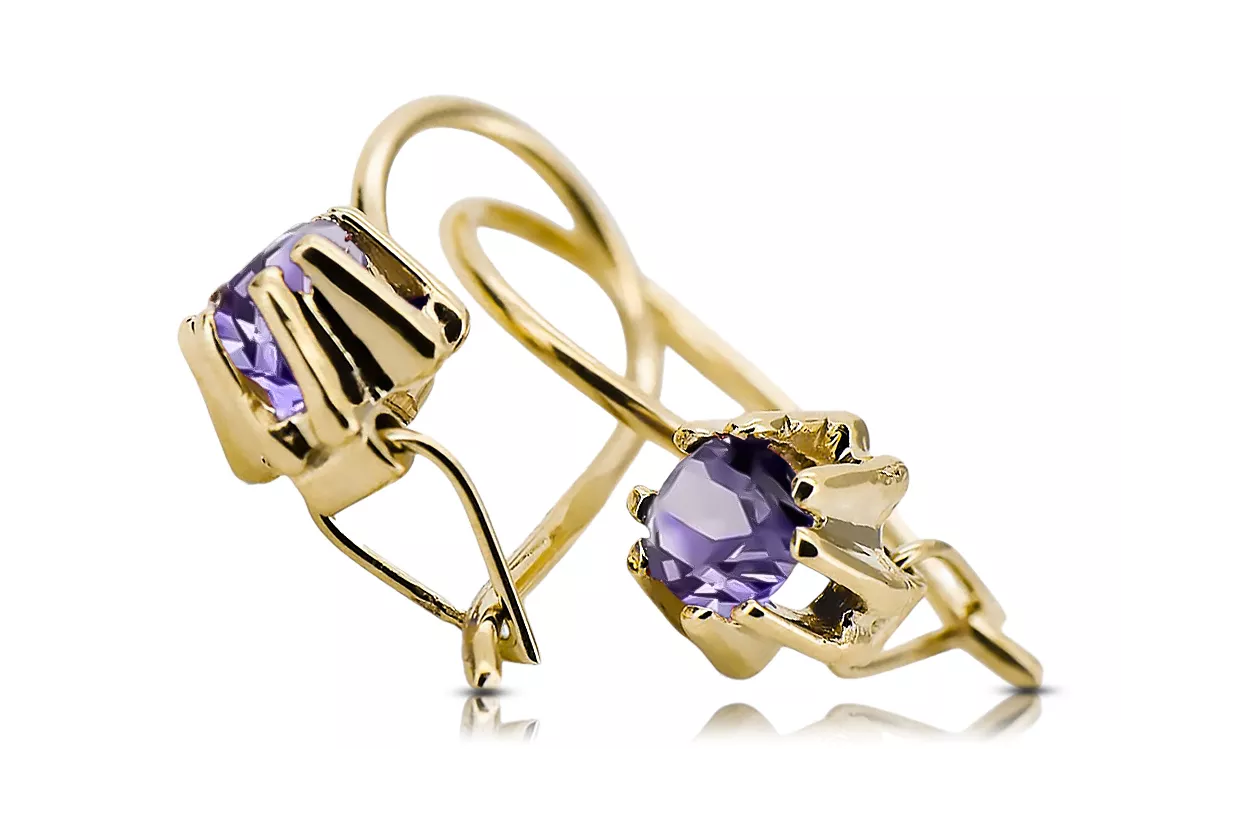 Aur galben 14K 14K (585) Alexandrite cercei vec053y Rusesc Sovietic URSS Vintage Art Deco style