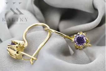 14K жълто злато 14K (585) Alexandrite Обеци vec053y Руски Съветски СССР Винтидж крафт Ар-деко style