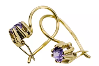 Oro amarillo de 14 quilates 14K (585) Alexandrite pendientes vec053y Ruso Soviético URSS Estilo vintage Art Deco style