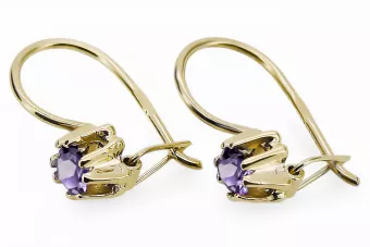 Kolczyki z 14k żółte złoto 14K (585) z Alexandrite vec053y ZSRR styl Klasyczny Vintage Art Deco