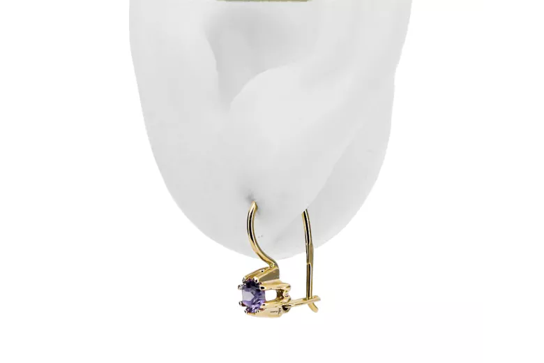 14-ка/желтое золото 14K (585) Alexandrite Серьги vec053y Русский Советский СССР Винтаж изделия Ар-деко style