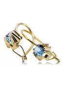 14k geltonas auksas 14K (585) Aquamarine auskarai vec053y Rusų Tarybinis TSRS Vintage Art Deco style