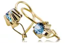 14k geltonas auksas 14K (585) Aquamarine auskarai vec053y Rusų Tarybinis TSRS Vintage Art Deco style