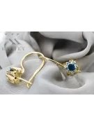 Or jaune 14 carats 14K (585) Aquamarine des boucles d'oreilles vec053y Russe Soviétique URSS Style vintage Art Deco style
