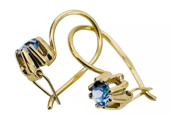 14 كارت من الذهب الأصفر 14K (585) Aquamarine أقراط vec053y روسي سوفيتي الاتحاد السوفيتي حرف يدوية فينتاج آرت ديكو style