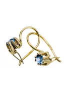 Oro amarillo de 14 quilates 14K (585) Aquamarine pendientes vec053y Ruso Soviético URSS Joyería vintage Art Deco style