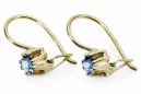 14k žlté zlato 14K (585) Aquamarine náušnice vec053y Russian Soviet USSR Vintage Jewlery Art Deco style