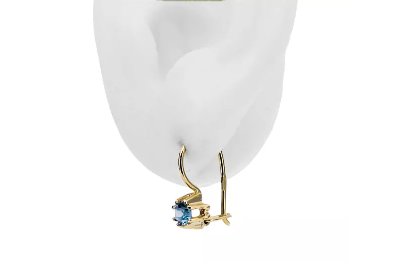 14-ка/желтое золото 14K (585) Aquamarine Серьги vec053y Русский Советский СССР Винтаж украшения Ар-деко style