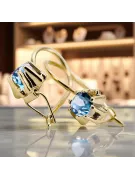 Oro amarillo de 14 quilates 14K (585) Aquamarine pendientes vec053y Ruso Soviético URSS Joyería vintage Art Deco style
