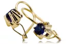 14k geltonas auksas 14K (585) Sapphire auskarai vec053y Rusų Tarybinis TSRS Vintažiniai amatai Art Deco style