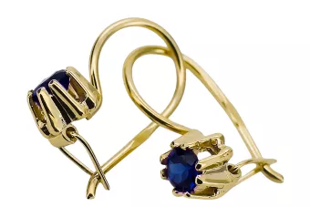Yellow 14k gold 14K (585) Sapphire earrings vec053y Russian Soviet USSR Vintage craft Art Deco style