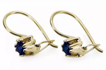Oro amarillo de 14 quilates 14K (585) Sapphire pendientes vec053y Ruso Soviético URSS Artesanía vintage Art Deco style