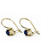 Aur galben 14K 14K (585) Sapphire cercei vec053y Rusesc Sovietic URSS Vintage Craft Art Deco style