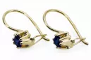 Oro amarillo de 14 quilates 14K (585) Sapphire pendientes vec053y Ruso Soviético URSS Artesanía vintage Art Deco style