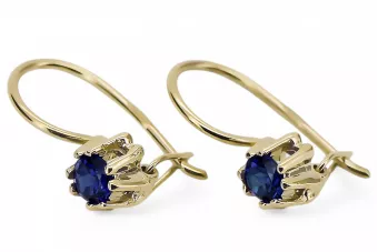 14K жълто злато 14K (585) Sapphire Обеци vec053y Руски Съветски СССР Винтидж крафт Ар-деко style