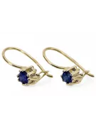Or jaune 14 carats 14K (585) Sapphire des boucles d'oreilles vec053y Russe Soviétique URSS Bijoux vintage Art Deco style