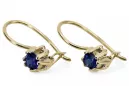 Or jaune 14 carats 14K (585) Sapphire des boucles d'oreilles vec053y Russe Soviétique URSS Bijoux vintage Art Deco style