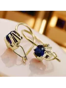 14K жълто злато 14K (585) Sapphire Обеци vec053y Руски Съветски СССР Винтидж крафт Ар-деко style