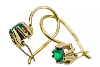 14К жовте золото 14K (585) Emerald Сережки vec053y Російський Радянський СРСР Вінтаж стиль Ар-деко style