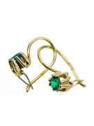 14k geltonas auksas 14K (585) Emerald auskarai vec053y Rusų Tarybinis TSRS Vintažiniai papuošalai Art Deco style