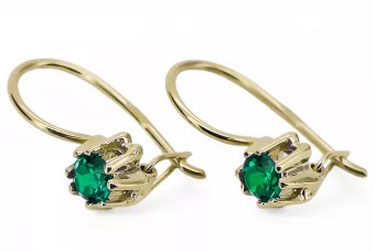 14К жовте золото 14K (585) Emerald Сережки vec053y Російський Радянський СРСР Вінтаж стиль Ар-деко style