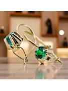 Oro amarillo de 14 quilates 14K (585) Emerald pendientes vec053y Ruso Soviético URSS Vintage Art Deco style