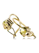 Or jaune 14 carats 14K (585) Yellow Peridot des boucles d'oreilles vec053y Russe Soviétique URSS Vintage Art Deco style