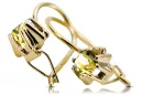 14k žlté zlato 14K (585) Yellow Peridot náušnice vec053y Russian Soviet USSR Vintage Art Deco style