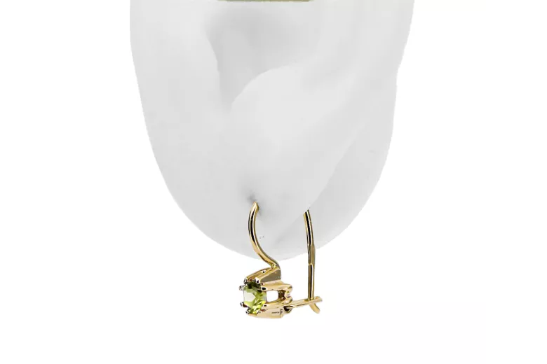 14k geltonas auksas 14K (585) Yellow Peridot auskarai vec053y Rusų Tarybinis TSRS Vintage Art Deco style