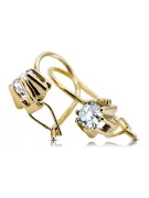 Or jaune 14 carats 14K (585) Zircon des boucles d'oreilles vec053y Russe Soviétique URSS Bijoux vintage Art Deco style